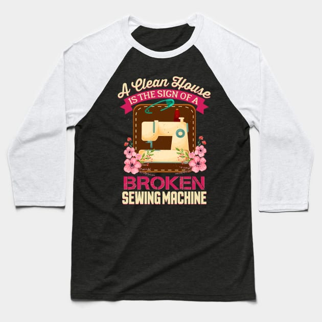 Funny Sewing Sewer Design Baseball T-Shirt by Pummli